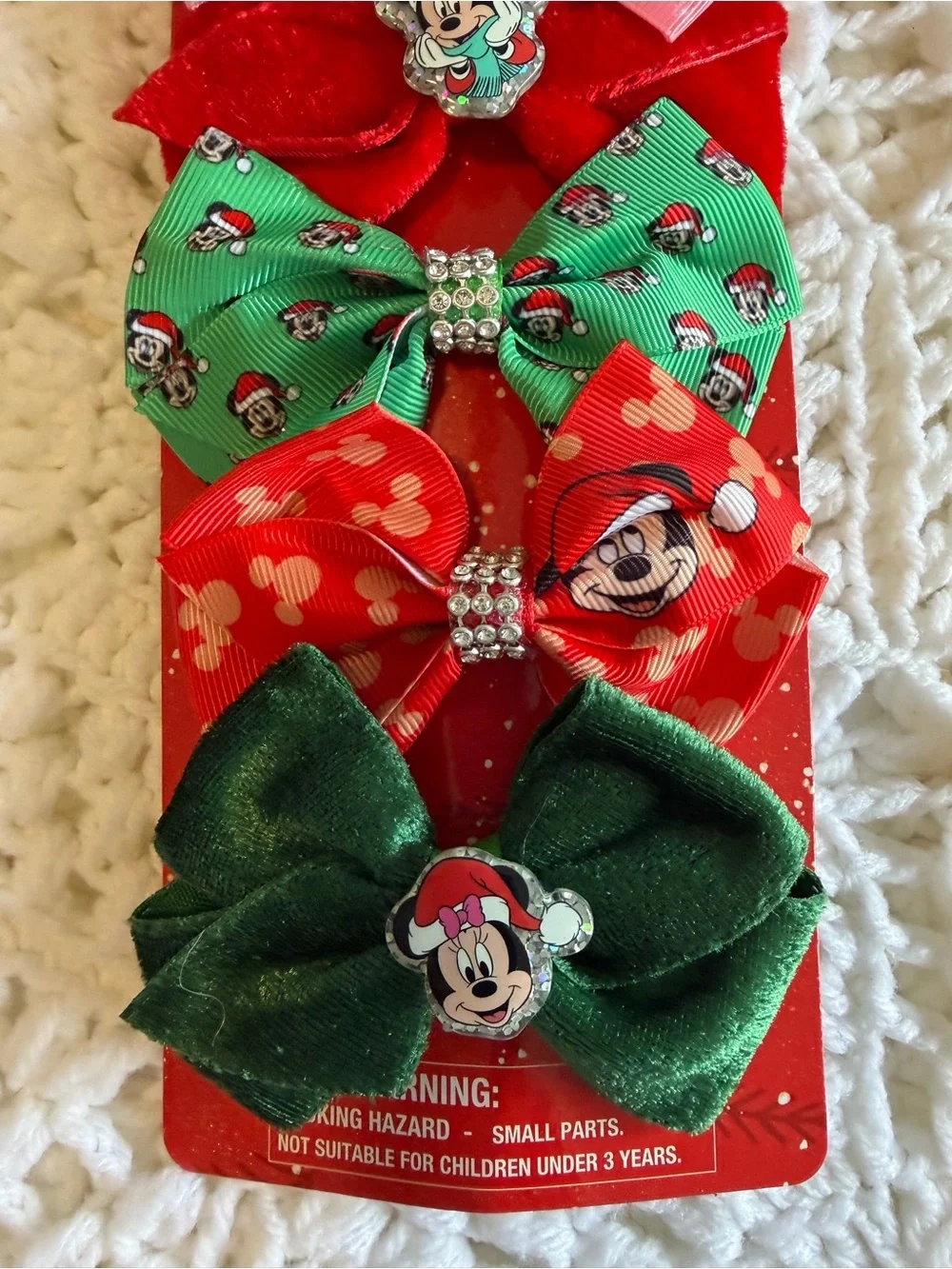 Disney Holiday Mickey Mouse Bow Set - Pink, Green, Red